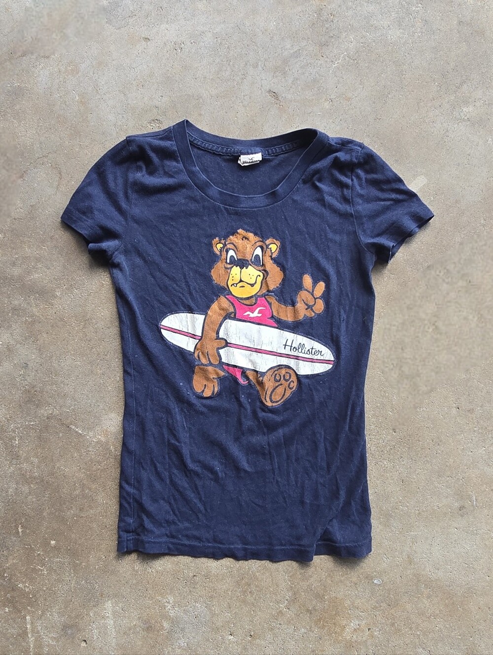 Rare Vintage Y2K Hollister Teddy Bear Surf Baby Tee Women's Size XS